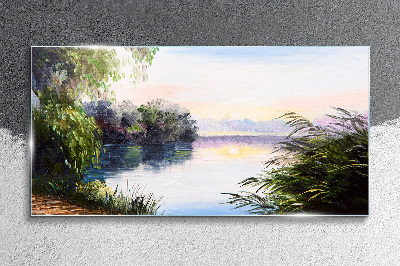 Tableau en verre Un paysage paisible au bord de la rivière