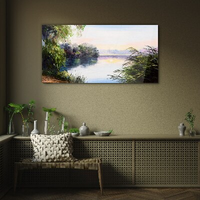 Tableau en verre Un paysage paisible au bord de la rivière