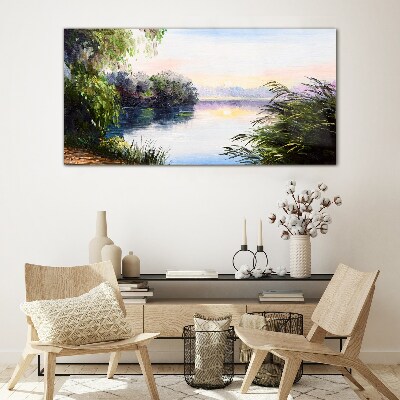 Tableau en verre Un paysage paisible au bord de la rivière