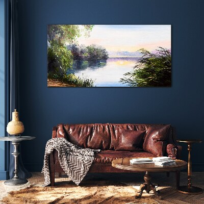 Tableau en verre Un paysage paisible au bord de la rivière
