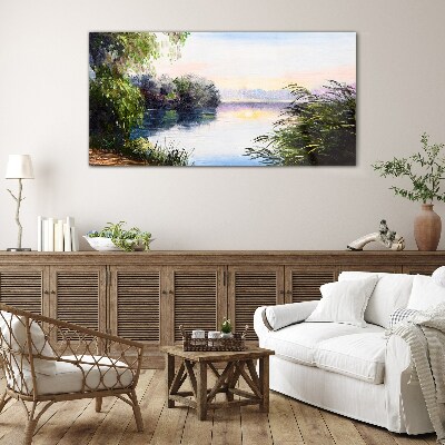 Tableau en verre Un paysage paisible au bord de la rivière