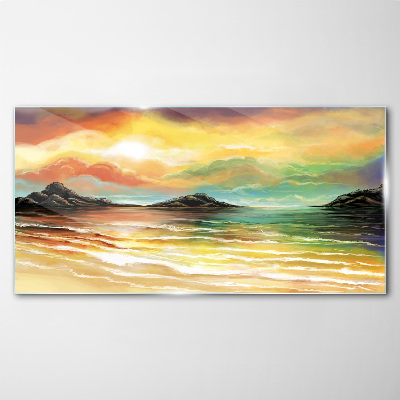 Tableau en verre Un coucher de soleil paisible sur la mer