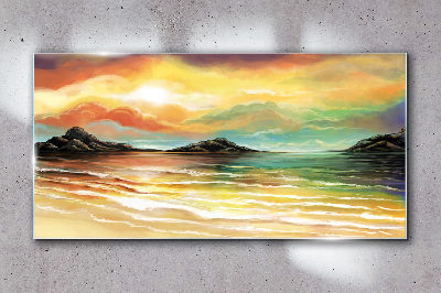 Tableau en verre Un coucher de soleil paisible sur la mer