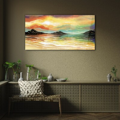 Tableau en verre Un coucher de soleil paisible sur la mer