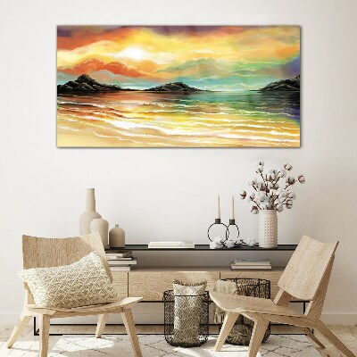 Tableau en verre Un coucher de soleil paisible sur la mer