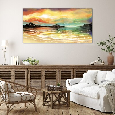 Tableau en verre Un coucher de soleil paisible sur la mer