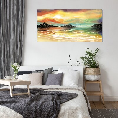 Tableau en verre Un coucher de soleil paisible sur la mer