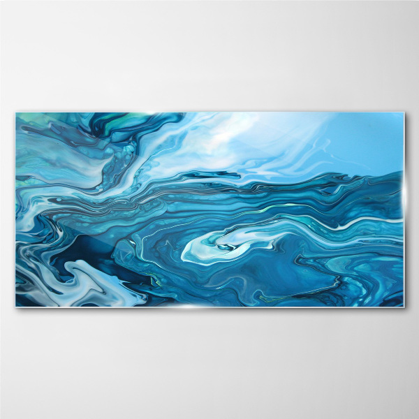 Tableau sur verre Vagues de l'océan dans des tons de bleu