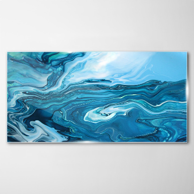 Tableau sur verre Vagues de l'océan dans des tons de bleu