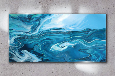 Tableau sur verre Vagues de l'océan dans des tons de bleu