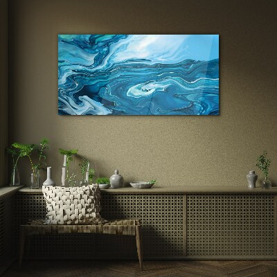 Tableau sur verre Vagues de l'océan dans des tons de bleu