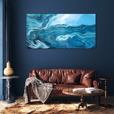 Tableau sur verre Vagues de l'océan dans des tons de bleu