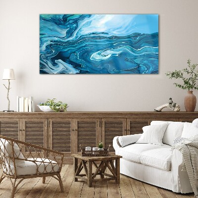 Tableau sur verre Vagues de l'océan dans des tons de bleu