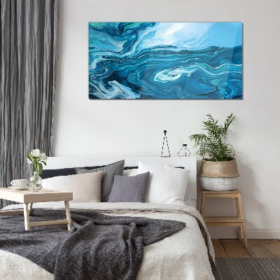 Tableau sur verre Vagues de l'océan dans des tons de bleu