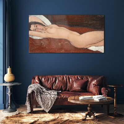 Tableau imprimé sur verre Femme nue allongée