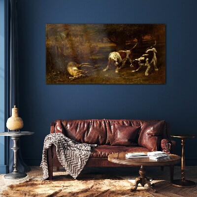 Tableau verre imprimé Chiens dans la forêt