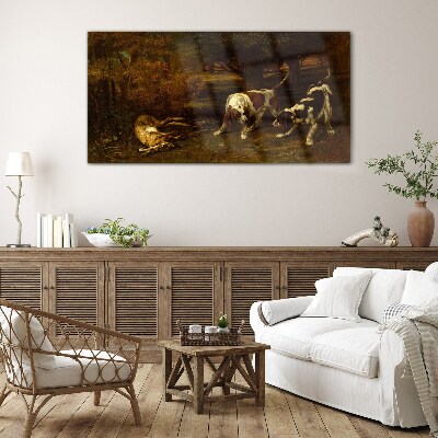 Tableau verre imprimé Chiens dans la forêt