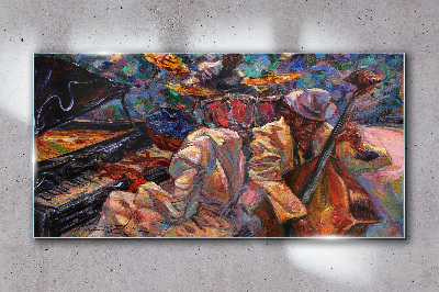 Tableau imprimé sur verre Une rencontre musicale en couleurs