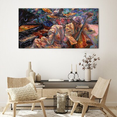 Tableau imprimé sur verre Une rencontre musicale en couleurs