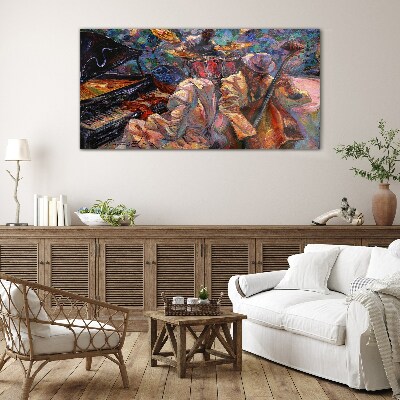 Tableau imprimé sur verre Une rencontre musicale en couleurs
