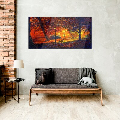 Tableau photo sur verre Automne doré dans le parc