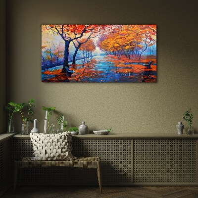 Tableau sur verre Allée d'automne