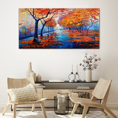 Tableau sur verre Allée d'automne