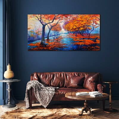 Tableau sur verre Allée d'automne