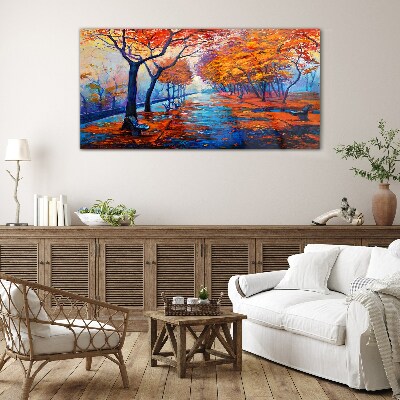 Tableau sur verre Allée d'automne