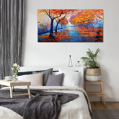Tableau sur verre Allée d'automne