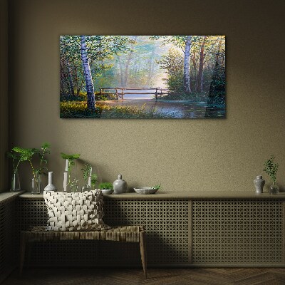 Tableau photo sur verre Un pont dans un paysage forestier