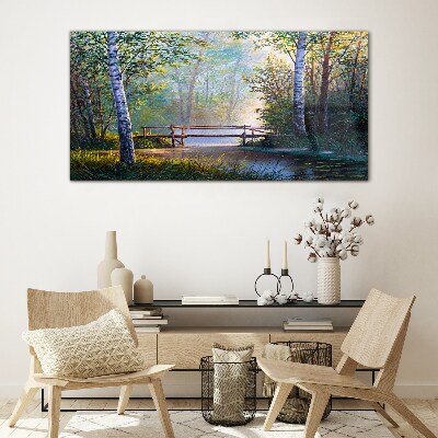 Tableau photo sur verre Un pont dans un paysage forestier