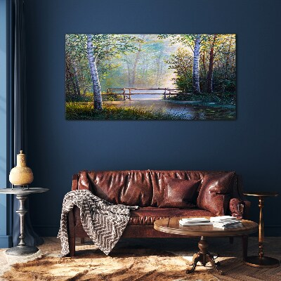 Tableau photo sur verre Un pont dans un paysage forestier