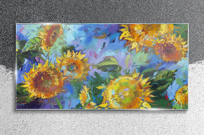 Tableau photo sur verre Tournesols dans une composition colorée