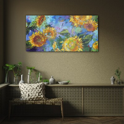 Tableau photo sur verre Tournesols dans une composition colorée