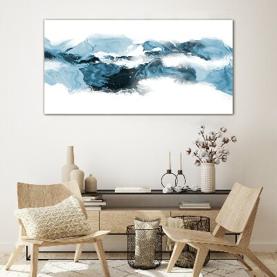 Tableau sur verre Vagues de l'océan dans des tons de bleu