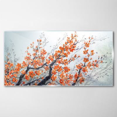 Tableau en verre Une explosion florale dans les tons orange
