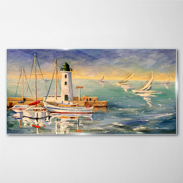Tableau photo sur verre Paysage marin avec un phare