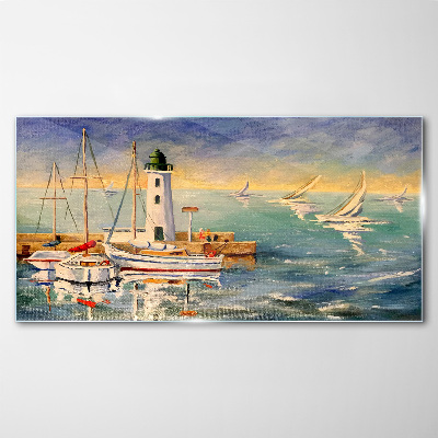 Tableau photo sur verre Paysage marin avec un phare