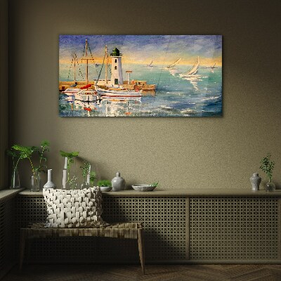 Tableau photo sur verre Paysage marin avec un phare