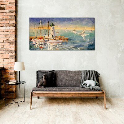 Tableau photo sur verre Paysage marin avec un phare