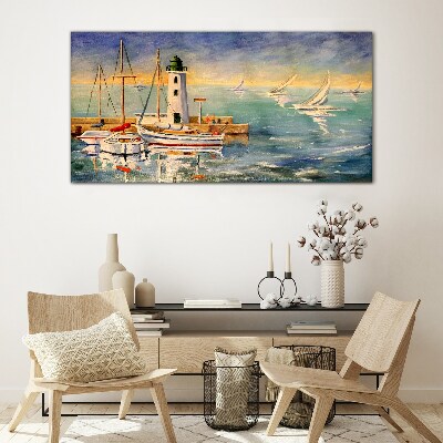 Tableau photo sur verre Paysage marin avec un phare