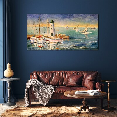Tableau photo sur verre Paysage marin avec un phare