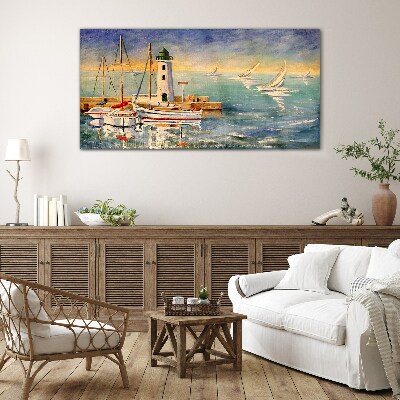 Tableau photo sur verre Paysage marin avec un phare