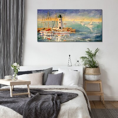 Tableau photo sur verre Paysage marin avec un phare