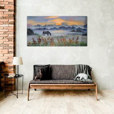 Tableau sur verre Une matinée tranquille au bord du lac