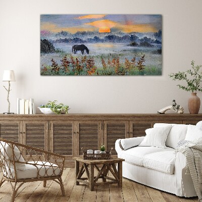 Tableau sur verre Une matinée tranquille au bord du lac