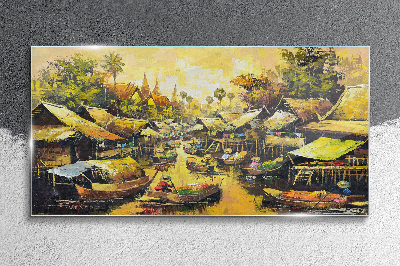 Tableau photo sur verre Marché flottant tropical