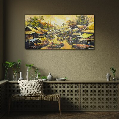 Tableau photo sur verre Marché flottant tropical