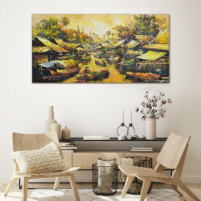 Tableau photo sur verre Marché flottant tropical